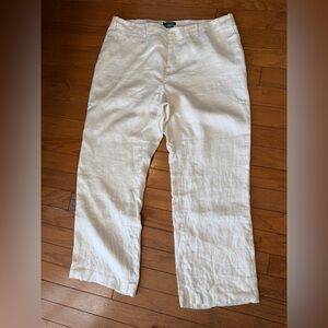 Lauren Ralph Lauren White Linen Pants Women’s Size 18 Lined Flat Front Wide Leg